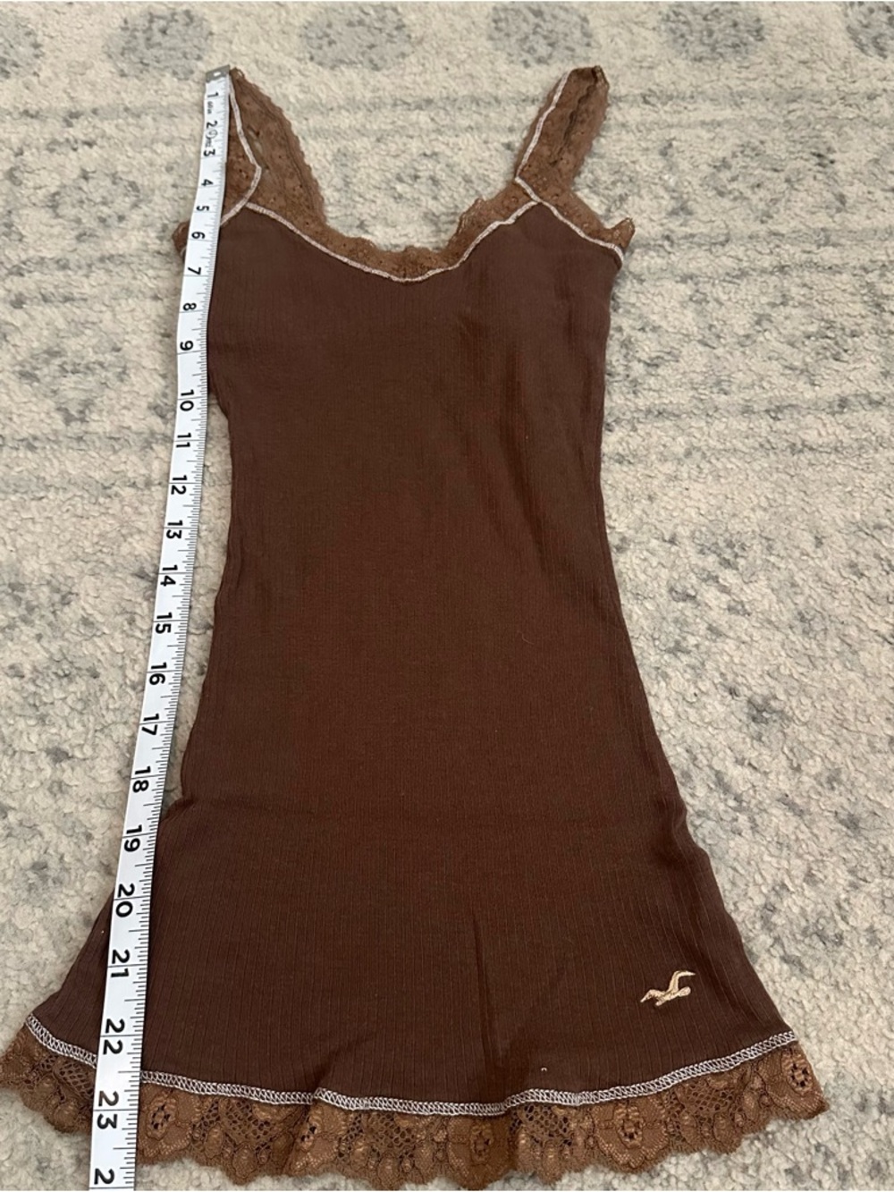 Vintage Hollister Cami Tank Top XS Babydoll Lace Trim Coquette Y2K Bella Swan - Picture 2 of 6